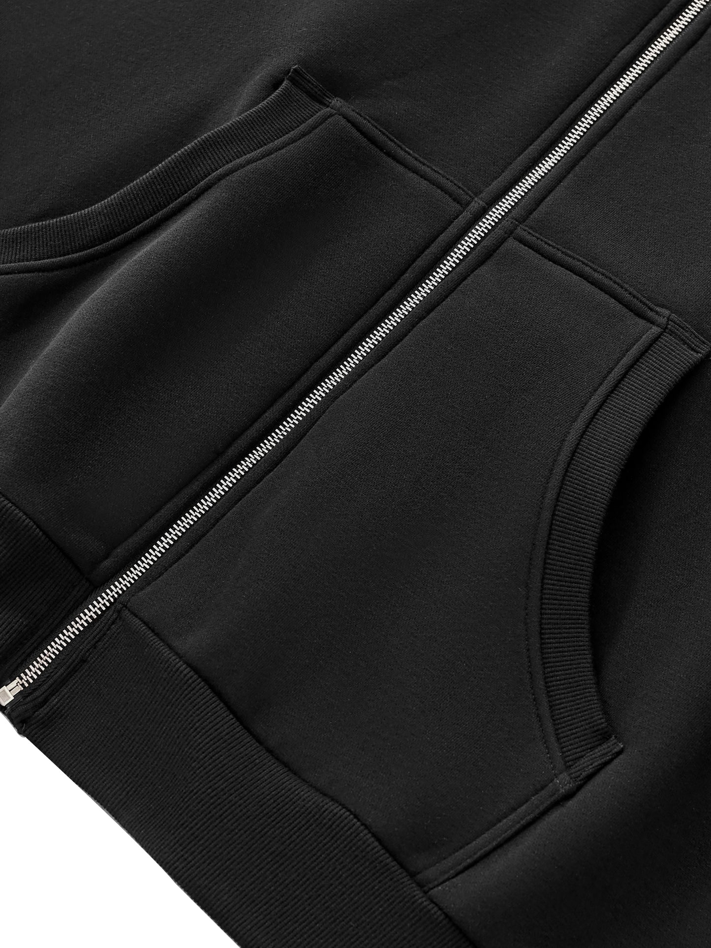 Cropped Full-Zip Boxy Logo Hoodie