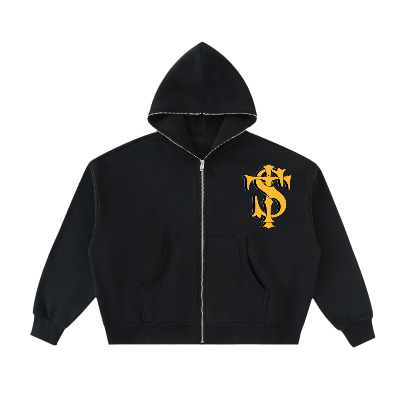 Cropped Full-Zip Boxy Logo Hoodie